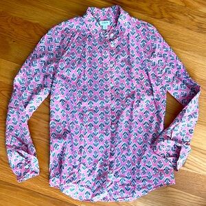J crew factory pink block print top